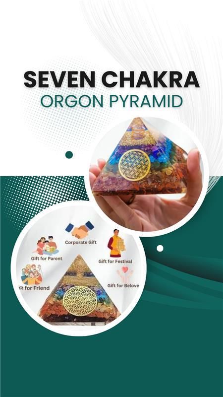 Seven Chakra Orgon Pyramid – Energy Healing Crystal with Chakra Balancing & Aura Cleansing Properties