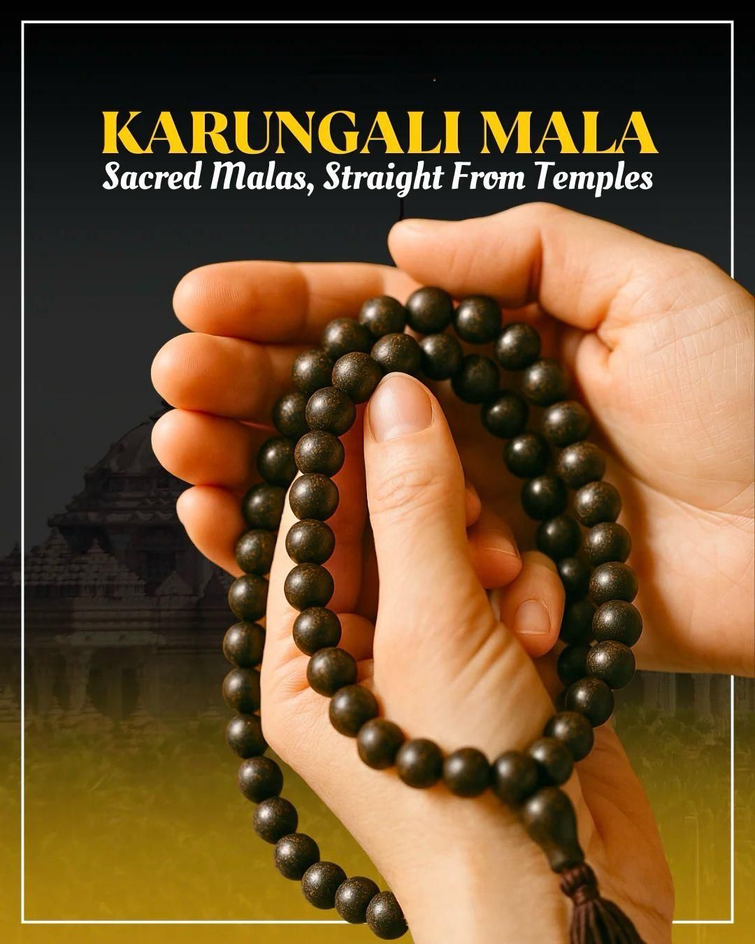 Original Karungali Mala 108 Beads – Natural Ebony Wood Prayer Necklace for Meditation, Healing & Spiritual Protection