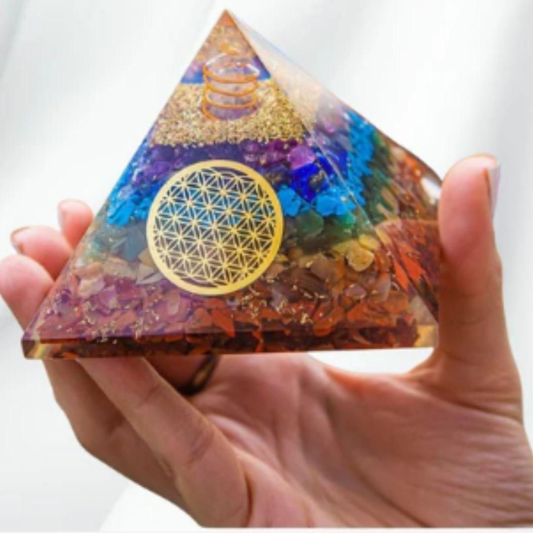 Seven Chakra Orgon Pyramid – Energy Healing Crystal with Chakra Balancing & Aura Cleansing Properties