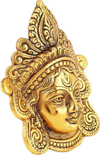 Ambika Durga Face Wall Hanging Metal Idol Showpiece – Gold Plated Decorative Hindu Goddess Sculpture 15.24 cm