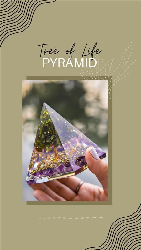 Tree of Life Peridot Orgon Pyramid – Healing Crystal Pyramid for Energy Balance, Spiritual Growth & Chakra Alignment