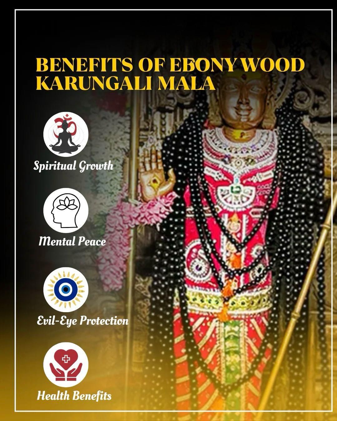 Original Karungali Mala 108 Beads – Natural Ebony Wood Prayer Necklace for Meditation, Healing & Spiritual Protection