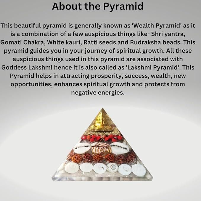 Crystal Wealth Gomati Chakra Shree Yantra Pyramid – Spiritual Prosperity Yantra for Wealth, Success & Energy Healing