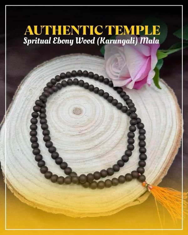 Original Karungali Mala 108 Beads – Natural Ebony Wood Prayer Necklace for Meditation, Healing & Spiritual Protection