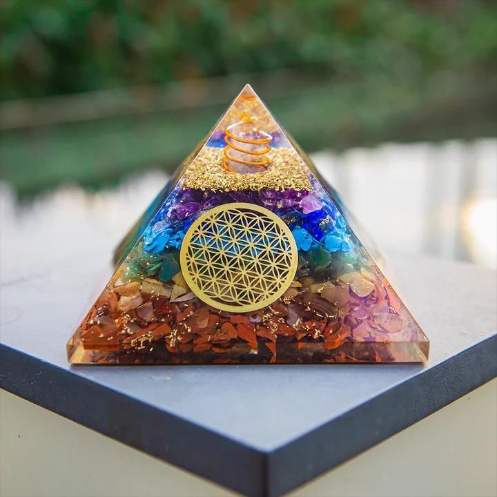Seven Chakra Orgon Pyramid – Energy Healing Crystal with Chakra Balancing & Aura Cleansing Properties