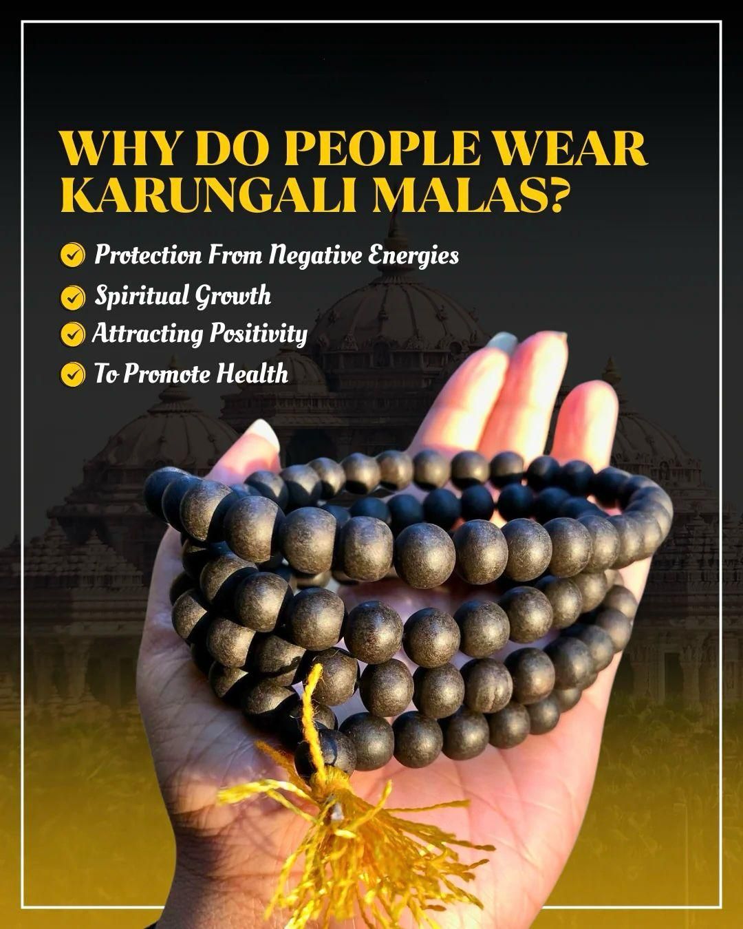Original Karungali Mala 108 Beads – Natural Ebony Wood Prayer Necklace for Meditation, Healing & Spiritual Protection