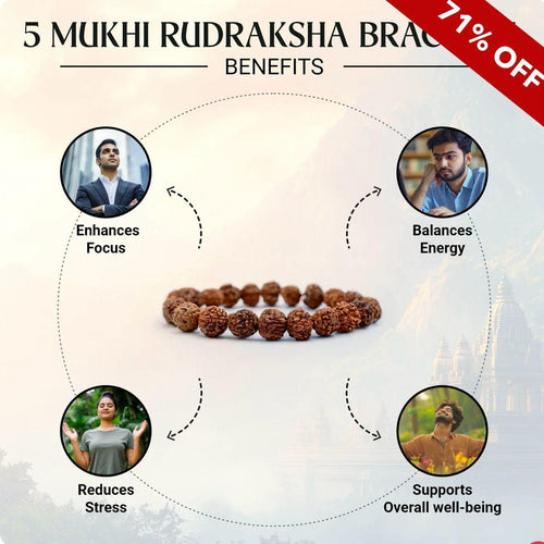 5 Mukhi Rudraksha Bracelet – Spiritual Healing & Protection Adjustable Wristband