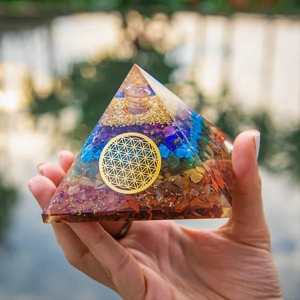 Seven Chakra Orgon Pyramid – Energy Healing Crystal with Chakra Balancing & Aura Cleansing Properties