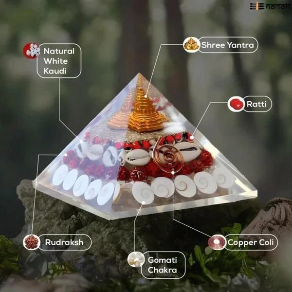 Crystal Wealth Gomati Chakra Shree Yantra Pyramid – Spiritual Prosperity Yantra for Wealth, Success & Energy Healing