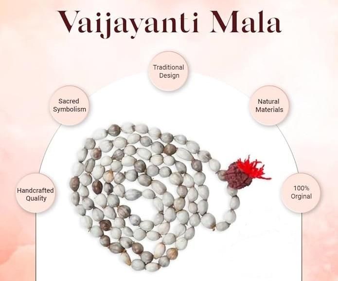 Original Vaijayanti Mala with Rudraksha & Moira Stone – Spiritual Prayer Beads for Meditation, Healing & Energy Balance