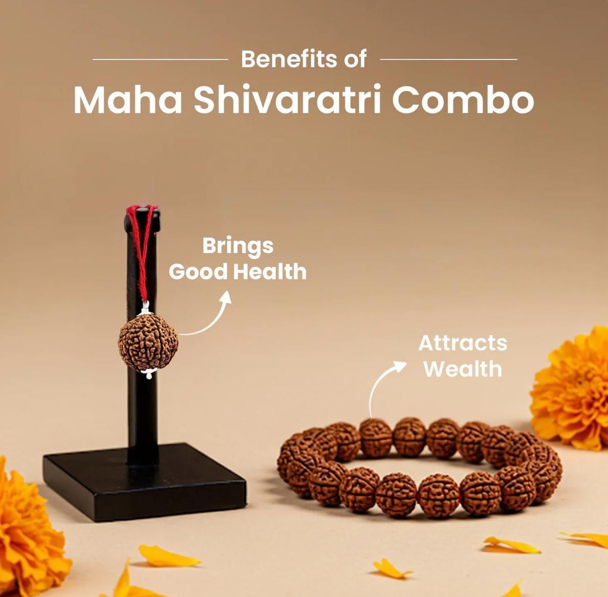 Maha Shivratri Combo – 5 Mukhi Rudraksha with Bracelet Set for Spiritual Healing, Protection & Energy