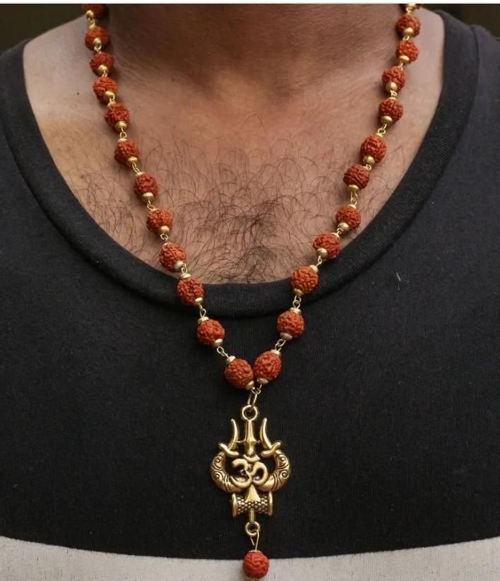 Panchmukhi Rudraksha OM Shiva Trishool Mala – Spiritual Prayer Beads for Protection, Energy & Devotion