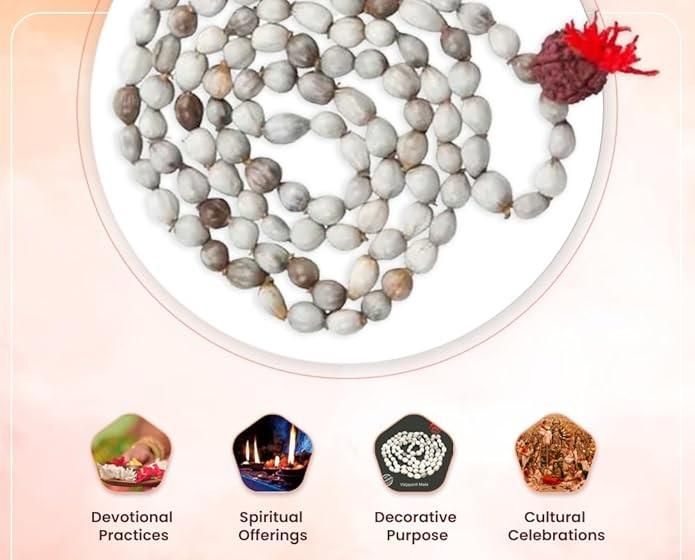 Original Vaijayanti Mala with Rudraksha & Moira Stone – Spiritual Prayer Beads for Meditation, Healing & Energy Balance