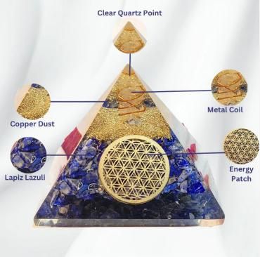 Lapis Lazuli Orgon Pyramid – Energy Healing Crystal Pyramid for Chakra Balancing, Meditation & Spiritual Growth