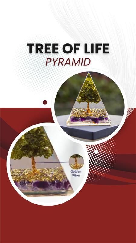 Tree of Life Peridot Orgon Pyramid – Healing Crystal Pyramid for Energy Balance, Spiritual Growth & Chakra Alignment
